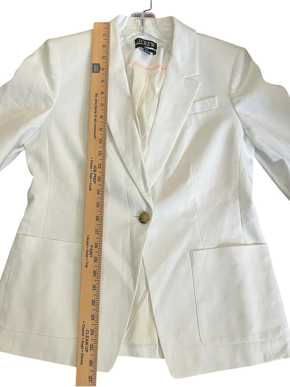 J.Crew Helena Linen Blend Blazer White One Button Career Jacket Size 6 Coastal - Picture 7 of 10